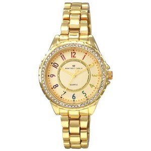 38mm Montres Carlo Women Fashion White Ladies Stones Metal Luxury Dress Watch